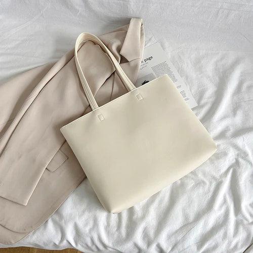 Large Capacity PU Leather Tote Bag Zipper Handbag