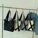 Canvas Women's Tote Bag Large Capacity Crossbody Handbags Solid Female Shopper S