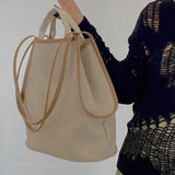 Shoulder Bags Women Casual Handbags Two Straps Linen Bucket Large Capacity