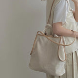 Shoulder Bags Women Casual Handbags Two Straps Linen Bucket Large Capacity
