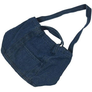 Casual Denim Slouch Bag Japanese Messenger Top-Handle Bag, Navy