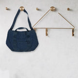 Casual Denim Slouch Bag Japanese Messenger Top-Handle Bag, Navy