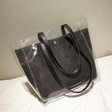 Transparent Bags Women Tote Woven Bag Large Capacity Mother-son Style Shopping