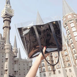 Transparent Bags Women Tote Woven Bag Large Capacity Mother-son Style Shopping