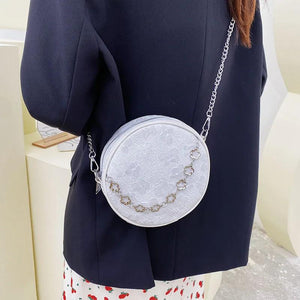 Retro Small Round Bag High Pu Leather Lady Messenger Bag