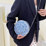 Retro Small Round Bag High Pu Leather Lady Messenger Bag