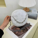 Retro Small Round Bag High Pu Leather Lady Messenger Bag