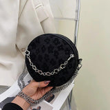 Retro Small Round Bag High Pu Leather Lady Messenger Bag