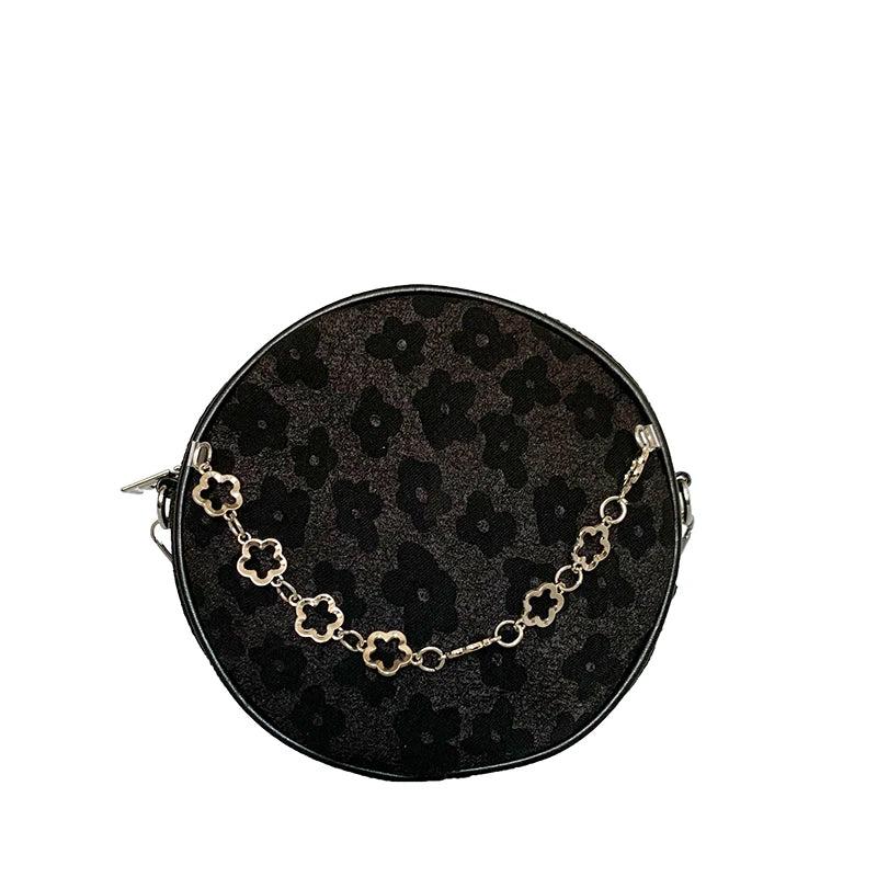 Retro Small Round Bag High Pu Leather Lady Messenger Bag