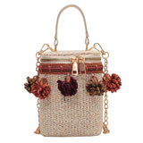 Straw Tassel Shoulder Bag for Summer Vacation