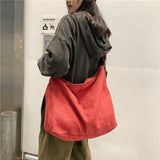 Women Canvas Shoulder Bag Large Capacity Thick Cotton Cloth Handbag Tote