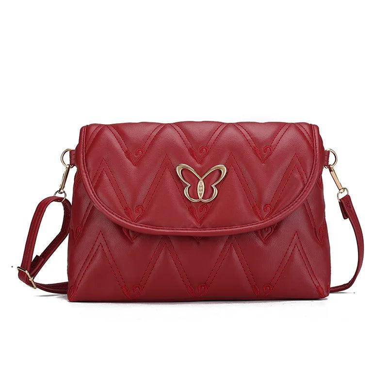 Embroidery PU Leather Female Handbag Lady's Shoulder Cross Body Bags