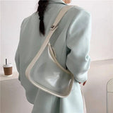 Women PVC Flap Shoulder Bag Transparent Zipper All-match Cross-body Handbag