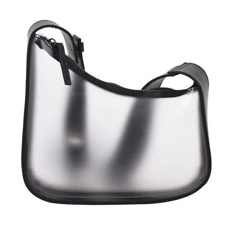 Women PVC Flap Shoulder Bag Transparent Zipper All-match Cross-body Handbag