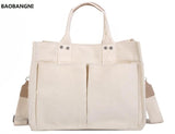 Canvas Tote Handbag Wide Strap Shoulder Bag