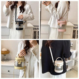 Transparent Women Bucket bag PVC Graffiti Messenger Female Bag