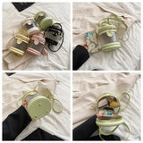 Transparent Women Bucket bag PVC Graffiti Messenger Female Bag