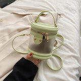 Transparent Women Bucket bag PVC Graffiti Messenger Female Bag