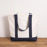 Stripe Canvas Shoulder Bag Beach Handbag Casual Tote Shopper for Women
