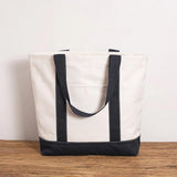 Stripe Canvas Shoulder Bag Beach Handbag Casual Tote Shopper for Women