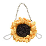 Women Woolen Woven Tote Beach Bag Handbag Floral Weaving Shoulder Bags