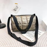 Quilted Crossbody Bag Women Down Feather Shoulder Bag Ladies Messenger Bag