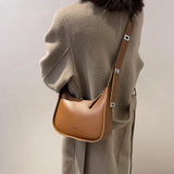 Retro Messenger Bag Wide Strap Solid Lady Underarm Bag