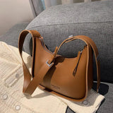 Retro Messenger Bag Wide Strap Solid Lady Underarm Bag