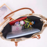 Large Canvas Handbag Vintage Striped Tote Bag Female Briefcase Style