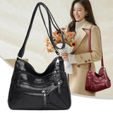 Women's Soft Leather Shoulder Bags Multi-Layer Classic Crossbody Bag
