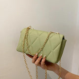 Small Crossbody Bag Metal Chain Shoulder Bag Plaid Square