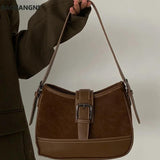 Shoulder Bags Women High Brown Autumn Winter All-match Ladies Zipper Vintage