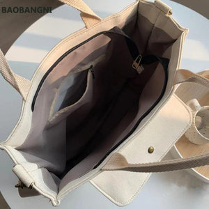 Canvas Casual Tote for College Girls Shoulder Bag