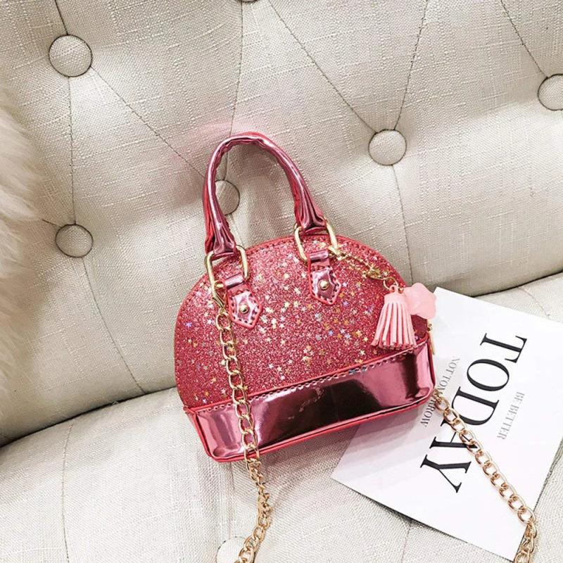 FGGS Little Girls' Sequins Handbags Princess Crossbody Bag Mini Satchel - Pink
