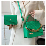 Thick Chain Shoulder Bag Handbag For Women Classic Lady Bag 2 In 1 Messenger Bag