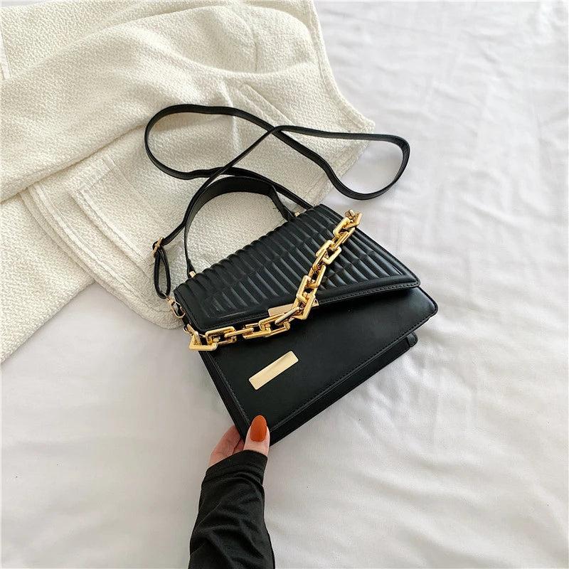 Thick Chain Shoulder Bag Handbag For Women Classic Lady Bag 2 In 1 Messenger Bag