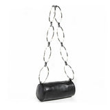 Women PU Leather Vintage Fashionable Cross-body Circular Sequined Shoulder Bag