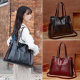 Large Capacity Leather Bucket Bag Crossbody Tote Handbag Purse