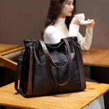 Large Capacity Leather Bucket Bag Crossbody Tote Handbag Purse
