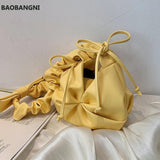 Pleated Underarm Bag Soft PU Leather Women's Handbag
