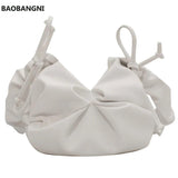 Pleated Underarm Bag Soft PU Leather Women's Handbag