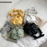 Pleated Underarm Bag Soft PU Leather Women's Handbag