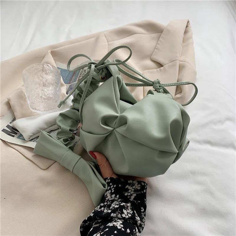 Pleated Underarm Bag Soft PU Leather Women's Handbag