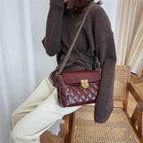Women's PU Leather Rhombus Chain Shoulder Bag