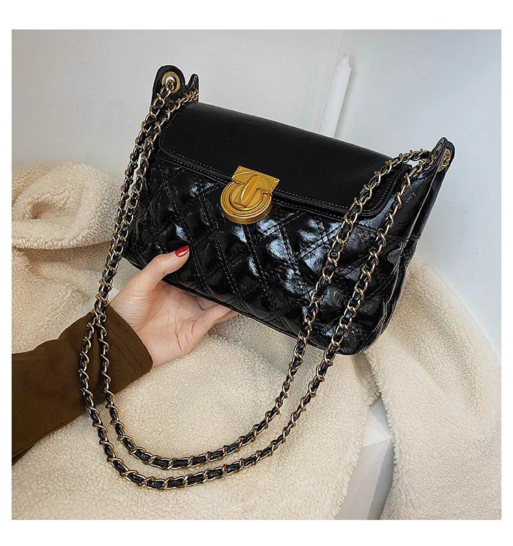 Women's PU Leather Rhombus Chain Shoulder Bag