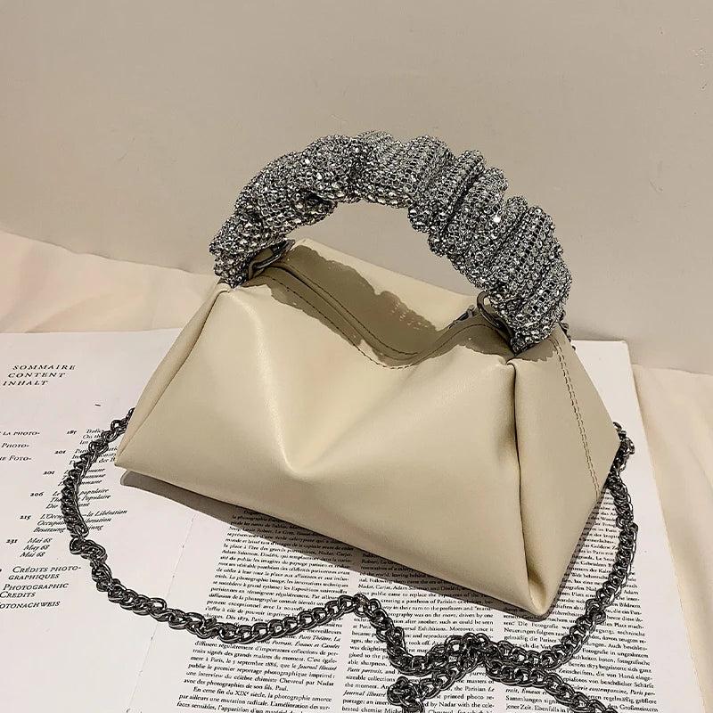 Diamond Pleated Tote Bag Soft PU Leather Women's Handbag