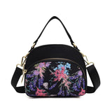 Women's Floral Crossbody Bag Nylon Mini Messenger Handbag