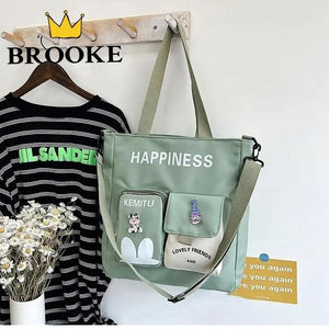 Large Capacity Patchwork Tote Bag for Teenage Girls