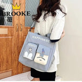 Large Capacity Patchwork Tote Bag for Teenage Girls