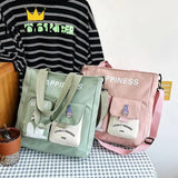 Large Capacity Patchwork Tote Bag for Teenage Girls